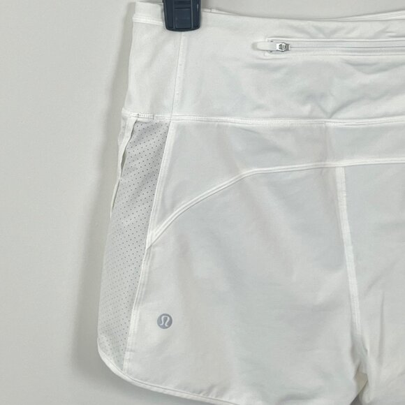 Lululemon White Real Quick Shorts Perforated Run Train Women’s W7ANVS Size 6 - Picture 4 of 12